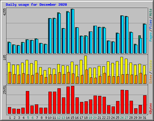 Daily usage for December 2020