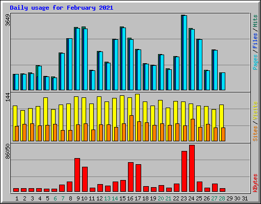 Daily usage for February 2021