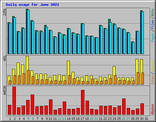 Daily usage for June 2021