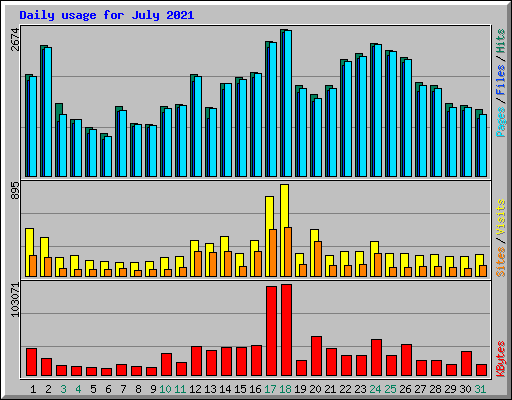 Daily usage for July 2021