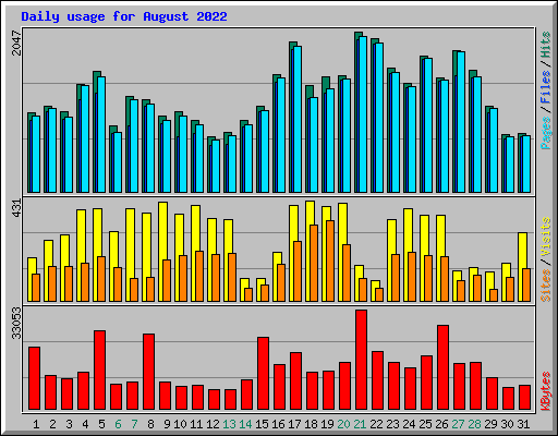Daily usage for August 2022