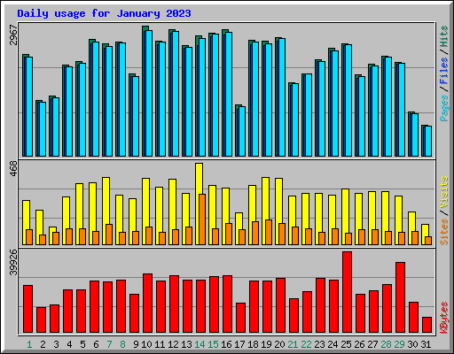 Daily usage for January 2023