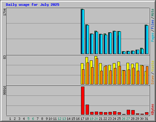 Daily usage for July 2025