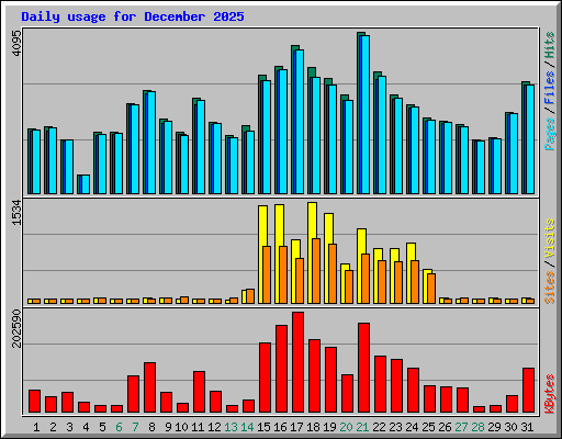 Daily usage for December 2025